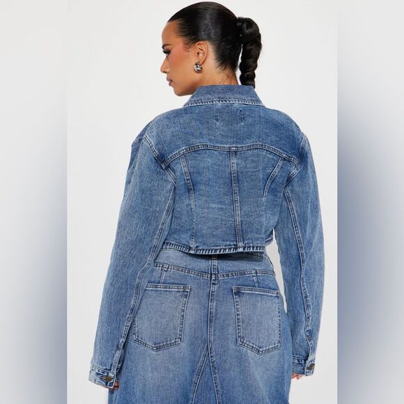 Fashion Nova 2 PC Lone Pine Cropped Bolero Denim Jacket & Maxi Skirt SZ 3X/2X - Picture 3 of 16